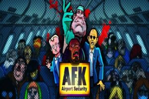 AFK Airport Security slot interface with 5x3 reels, airport-themed symbols, bonus features, and Free Spins gameplay.
