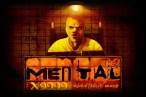 Mental slot artwork featuring a dark psychiatric asylum, mysterious patients, eerie hospital corridors, and a chilling horror atmosphere by Nolimit City.